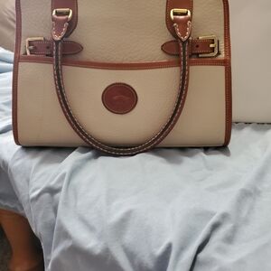 Dooney & Bourke Cream and Brown Satchel